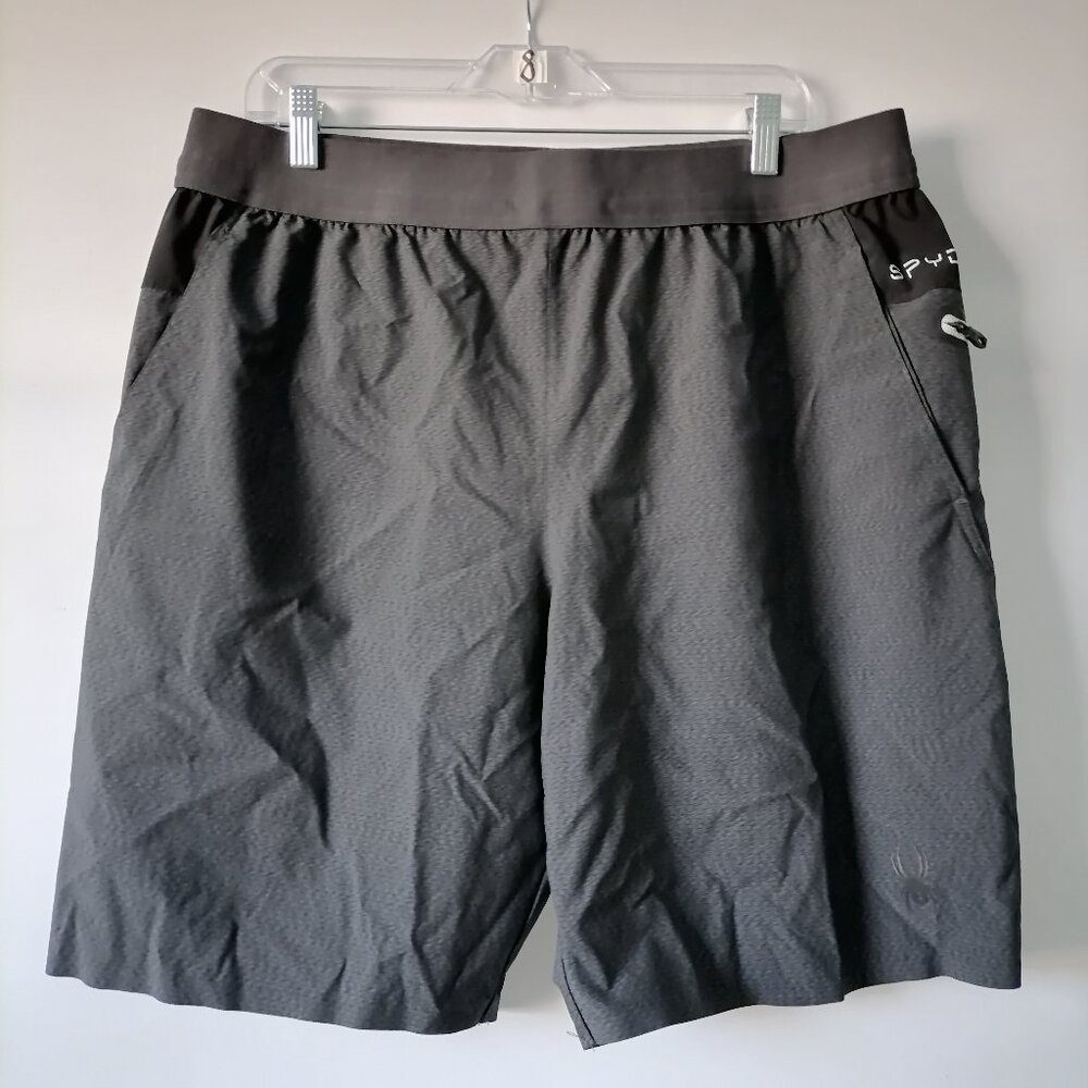 Spyder Active Mens Charcoal Black High Rise Elastic Waist Running Shorts Size XL